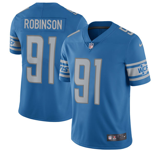 2019 Men Detroit Lions #91 Robinson blue  Nike Vapor Untouchable Limited NFL Jersey style 2